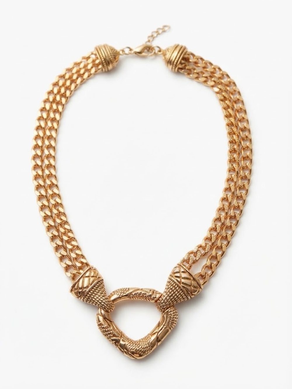 Vintage Ornate Gold Plated Persian Double Figaro Chain